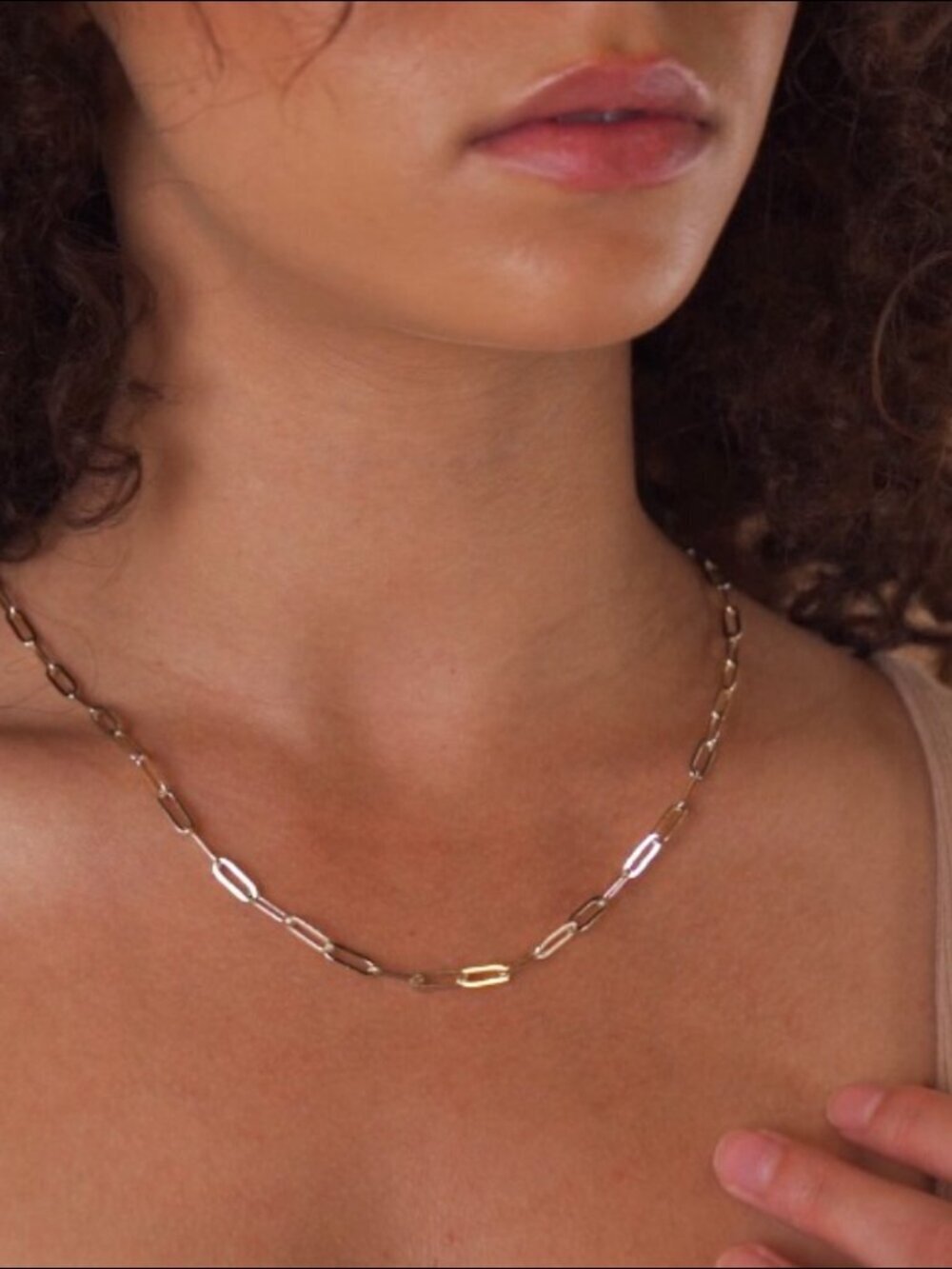 14K Yellow Gold Paperclip Chain Necklace Adjustable Layering Minimalist Dainty